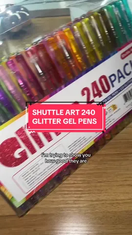 240 glitter gel pens from #shuttleart 🥰💗#gelpens #glittergelpens #pens #pentok #dealsforyoudays 