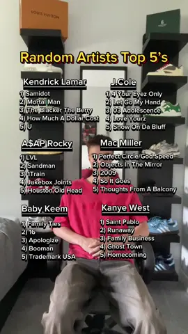 Which ones do yall not agree with? #kendricklamar #jcole #asaprocky #kanyewest #fypage 