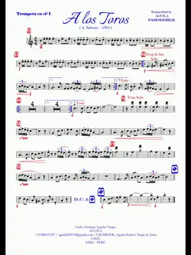 A los toros  Pasodoble Partitura #partitura #pasodoble #trompeta #banda 