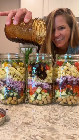 PASTA SALAD JARS 🍅🥒 Welcome to Meal Prep Monday, Ep. 27 featuring these fresh, herby, super-satisfying pasta salad jars. This easy meal prep takes just a few minutes to prep, but it’s PACKED with flavor and nutrition. The dressing is the best part — it’s sooooo good! 🤤  SAVE this video to remind yourself to try these! Whip up a batch and store them in the fridge for easy grab-and-go lunches throughout the week. OR bring this dish to your next vegan picnic. 🧺 Get the full recipe by searching “pasta salad” at WorldofVegan.com  Happy prepping! 🫙