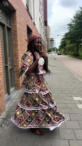 Made my own twist on a Surinamese traditional clothing called a Koto. Soo happy with this set. I will take a better video of it since it was gloomy today🌼🫶🏾 #sewing #fyp #outfit #traditional 