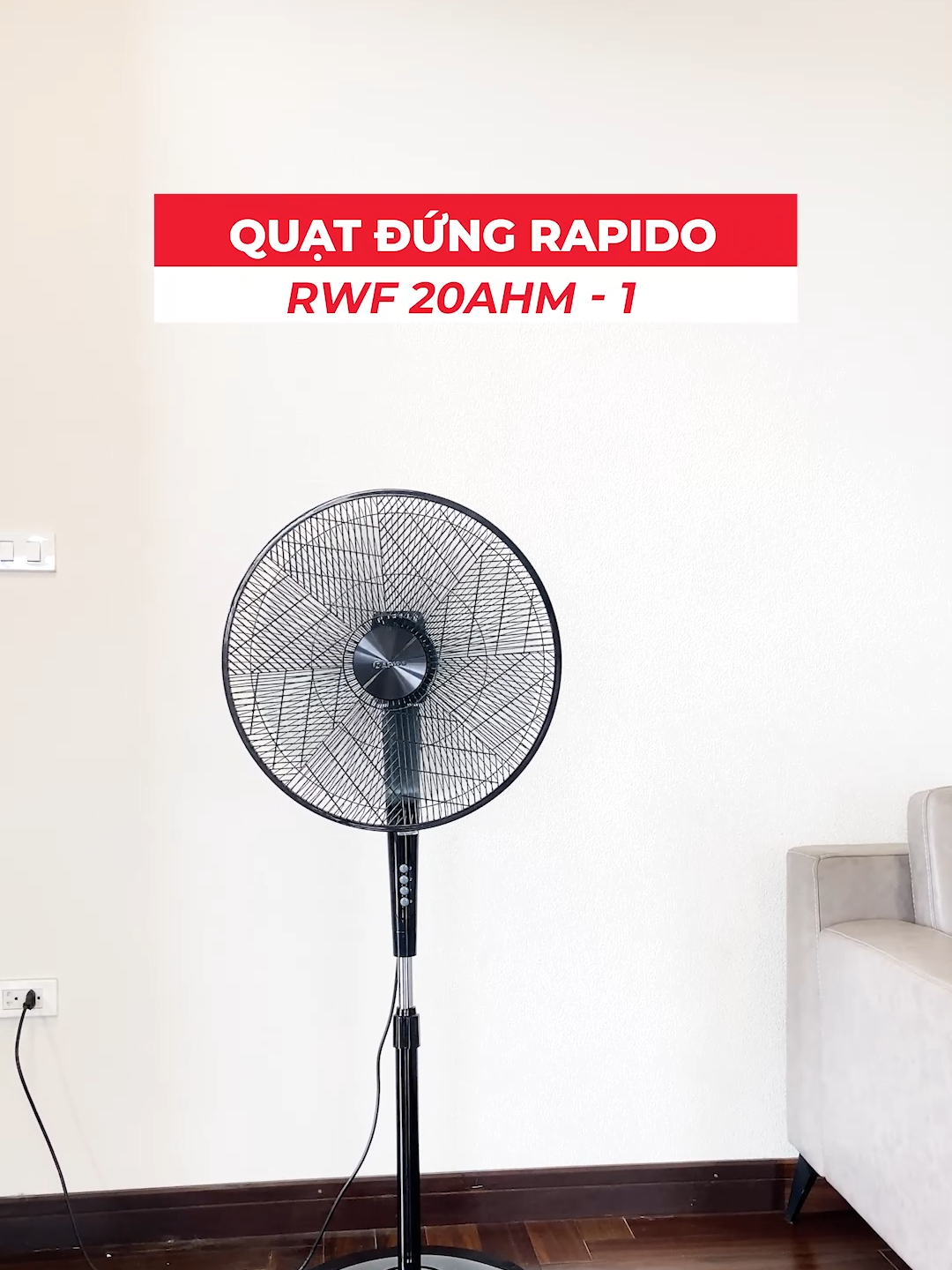 Quạt đứng Rapido RWF 20AHM – 1  Điện không lo - Mát khỏi lo #rapido #quatdien #quatdung