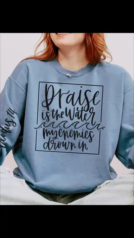 Im in love with this new design. The sweatshirt has the sleeve design and the short sleeve will just have the front design. #sweatshirts #praise #worship #praiseisthewatermyenemiesdrownin 