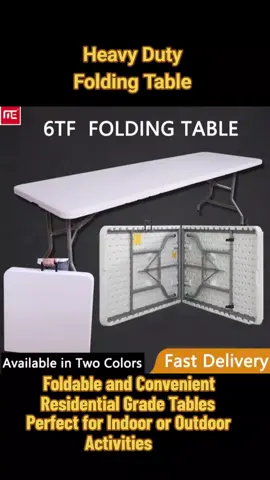 New Heavy Duty Folding Table 6 FT/Fold-in-half Table Black/White Steel Residential grade tables Only ₱530.60!