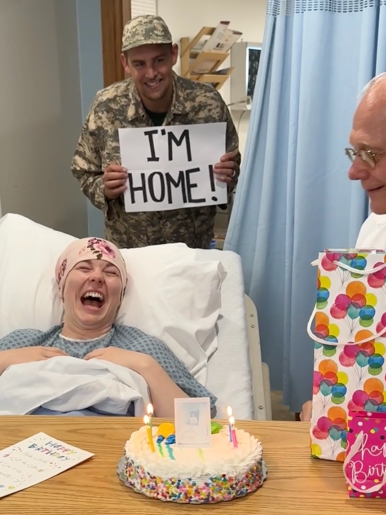 Soldier surprises girlfriend after her ovarian cancer removal on her birthday and proposes 🥹 PART 2 #Homecoming #homecomingsurprise #birthday