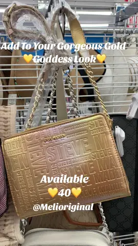 Add this gorgeous bag to you gold summer goddess look💛#melioriginal #personalshopper #purse #pursecollection #claim #shopping #gold #goddess #money #elegant #shop #ross #stevemadden #sm #fashion #new 