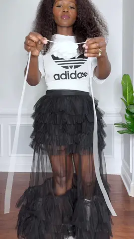 Styling mesh skirt,sneakers and a tshirt. #adidas#OOTD#fashiontiktok