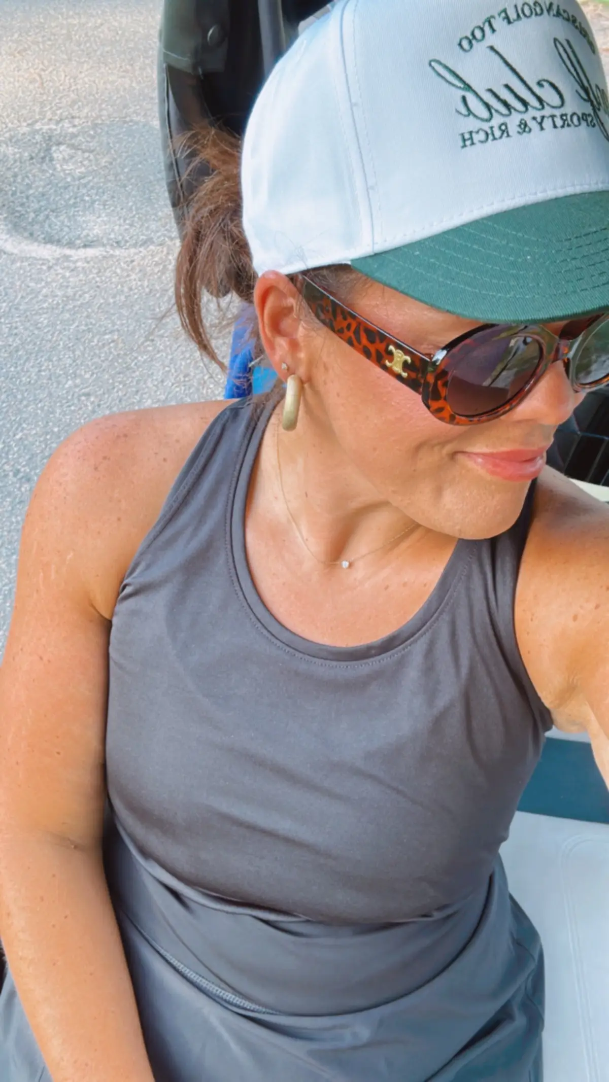 Its giving old money😮‍💨 #fyp #foryoupage #golf #Summer #OOTD #selfie #girls  Hat @Jaxe & Grace Boutique 