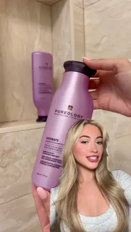 Reasons to try Hydrate 🫶🏼💜 1 - makes your hair feel soft & moisturized 💧 2 - it’s now available on TikTok Shop! 🛒  #pureology #pureologyshampoo #shampooandconditioner #haircare #veganhaircare #thepurplebottle 