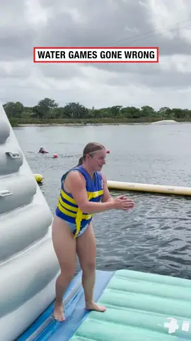 Fell at the first hurdle 💀 (🎥: kwagenaar.xo. via ViralHog) #ladbible #funnyvideos #failsoftiktok #watergames #slipover