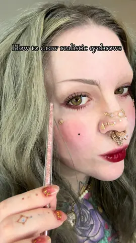 I use an eye primer before i put these on and these last all day! They dont get blurry with sweat or oils or come off easily with just water.  Its a good option if you like the trad goth eyebrows but want a softer look. #eyebrows #makeuptutorial #shavedeyebrows #fairycore #goth 