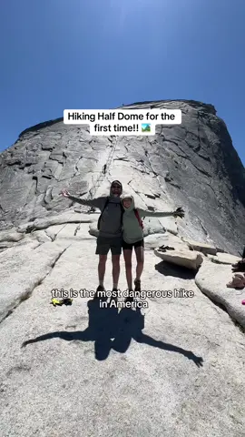 hiking HALF DOME 🏞️ literally the longest and scariest hike we’ve ever done but the views were so worth it 😭 18.5 miles, 5353 ft of elevation, 14 total hours (12 of actual hiking!!) #halfdome #halfdomecables #yosemitenationalpark #yosemite #yosemitehiking #hikingadventures 