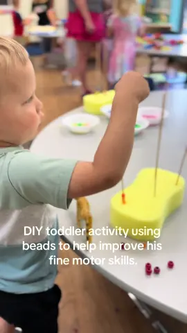Dive into a world of creativity with this fun bead activity! Engage toddlers in improving their fine motor skills using sponges, skewers & beads. Let the crafting magic begin! ✨ #ToddlerCrafts #FineMotorSkills #EarlyLearning #DITL 