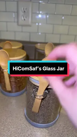 I am loving my glass jars with bamboo lids & spoon from HiComSaf.  #bambooglass #organized #pantryorganization #glassjars #kitchenmusthaves #explorepage #foryoupage 