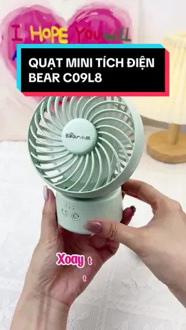 ✅Quạt mini tích điện cầm tay Bear DFS-C09L8 (XANH MINT) 👉Lượng pin 1800 mAh, Xoay 60 độ, 3 chế độ gió 👉Để bàn văn phòng, Ko ồn 👉BH 18 Tháng #quatmini #quattichdienmini #quattichdien #quatbear
