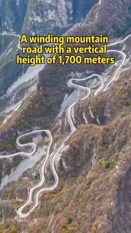 Especially dangerous winding mountain road! The curved road is narrow, and the vertical height is 1,700 meters. Dare to challenge? #fyp #funny #beauty #amazing #magic 