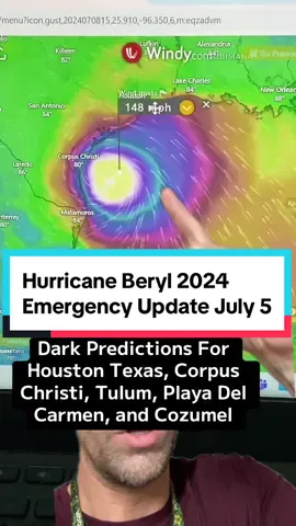 Hurricane Beryl 2024 Emergency Update July 5th for Mexico, and Texas. This forecast predicts to turn back to category 4 hurricane before hitting Texas.  Predicted impacts to Tulum, Playa Del Carmen, Cozumel, Cancun, Corpus Christi, and Houston. BE ON HIGH ALERT. Watch this closely! Extremely dangerous potential for loss of life and property if this forecast is correct. #fyp #hurricane #beryl #2024 #houston #texas #corpuschristi #houstontx #corpuschristitexas #mexico #playadelcarmen #tulum #cozumel #hurricaneberyl #update #emergency #alert #extremeweather #weather #forecast 