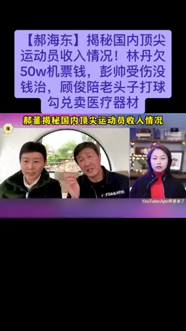 【郝海东】郝董揭秘国内顶尖运动员收入情况！林丹欠50w机票钱，彭帅受伤没钱治，顾俊陪老头子打球勾兑卖医疗器材..#郝海东 #叶钊颖 #足球的魅力 #羽毛球 