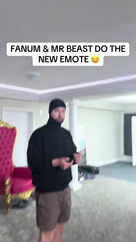 FANUM x MrBEAST DO THE NEW EMOTES 🦾 (he left my ski mask in the fake kai room 🥲) #fyp #fanum #mrbeast 