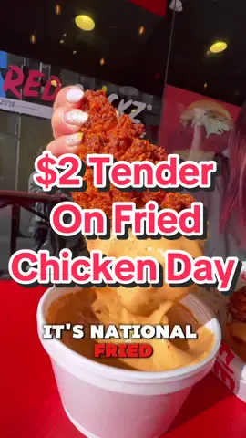 It’s #NationalFriedChickenDay on July 6th! To celebrate, @TheRedChickz is offering $2 tenders all day this Saturday at their Culver City, Carlsbad, and Houston locations. Now that’s a celebration! Happy feasting! #foodtiktok #friedchicken