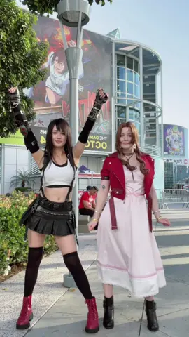 day 1 complete!! @emfoxpng ♥️♥️ #animeexpo #finalfantasy7 #tifalockhart #aerithgeinsborough #tifacosplay #aerithcosplay #ff7 #finalfantasycosplay #gamecosplay #foryou