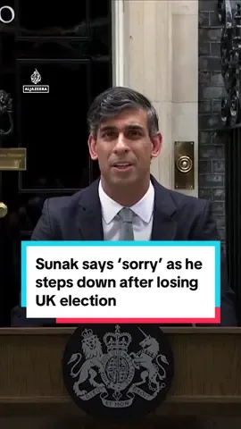 #RishiSunak said he was sorry as he formally steps down as #UK Prime Minister after a crushing #election defeat. Sunak also said he was resigning as leader of the #ConservativeParty. #ukelection #Sunak #keirstarmer #london #labourparty 