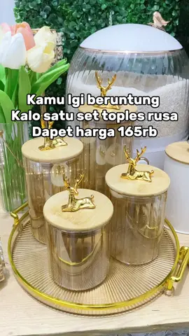 Coba cek kalian dapet harga berapa toples rusa satu set? #toplesrusa #topleskacaaesthetic #toplesmewah #topleskuekering 