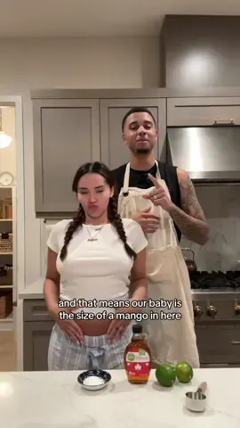 We’re 19 weeks pregnant! This week im making mango sorbet since the baby is the size of a mango!! 🥭👶🏽 @𝐾𝑎𝑟𝑙𝑎 ☁️🩰 #pregnant #fyp 