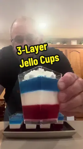 3-Layer Jello Cups #jello #EasyRecipe #simple #dessert #Summer #yummy #tiktokfoodie #fy #fypage #fypシ゚viral 