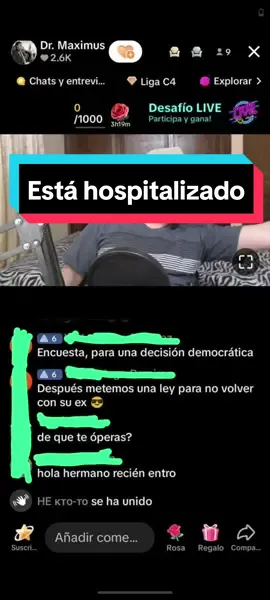 El Dr. Maximus está hospitalizado, lo hemos anunciado en el último live del día jueves.   No sabemos con exactitud su recuperación, pero estaremos avisando.  Ingresen al canal de WhatsApp Oficial:  https://whatsapp.com/channel/0029VaBqXulD38CPep6hsv0t #dr #maximus #drmaximus #maxi #live #lives #cámara #video #videos #viral #virales #hospital #argentina #argentina🇦🇷 