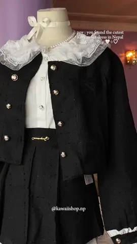 Korean set dress🖤 ~perfect for summer & light weight ~double layered  ~kdrama inspired skirt & coat set In video styled with  ~korean lace trim shirt  ~korean bow shirt  Get Korean outfits in Nepal on @kawaiishop.np 💗 Aesthetics: coquette . acubi . Korean . cute . oldmoney . Y2k  Instagram: kawaiishop.np🎀 #korean #kdrama #jennie #jenniekim #blackpink #outfit #jennieinspired #bowshirt#softgirl #korean #kdrama #kpop #kawaiiaesthetic #cute #koreandress  #kawaiioutfitswithme #kdrama #kstyle #aesthetic #coquette  #aesthetic #fyp #fypシ #fy #pinterest #kawaiioutfitswithme #kawaiishopnp  #giftidea #bow #coquettecore  #wonyoungism #pinkaesthetic #explorepage Korean shirt in nepal • korean skirt in nepal • korean t-shirt in nepal • Korean top in nepal for girls • korean dress in nepal • Korean clothes in nepal • kdrama inspired outfits in nepal • kpop inspired outfits in nepal • Korean outfits in nepal • jennie outfit in nepal • Korean bow shirt in nepal •Korean blouse