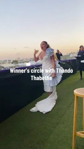 Winner’s circle at the #durbanjuly with Thando Thabethe #SAMA28 #fyp #viraltiktok #TikTokFashion #grwm  Videography and report: @emmanueltjiya