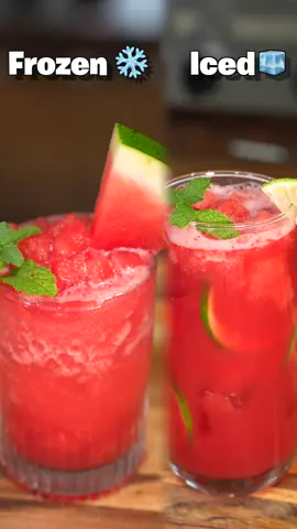 The Best Watermelon drinks two different ways!! Watermelon on Ice with limes Yield - 1 1/2 Liters  If watermelon isn’t sweet add Honey,Simple Syrup or Sugar (Taste to your preference) ————- Half Watermelon Juiced  Garnish - Ice  Mint watermelon slices  Lime slices  ———————- Frozen Watermelon Daiquiri 🍉 X 🍹 Yield - 3-4 Drinks  5 Cups frozen Watermelon  1 Whole Lime Squeezed 2 Sprigs Mint  3 Tbsp Simple Syrup 2 Cups Watermelon Juice or any juice 1/4 - 1/3 Cup Alcohol (Optional) —————— #thatsavage #Summer #summerdrink #watermelon #watermelon🍉 #drink #cocktail #cookin #heat #summervibes #refreshingdrinks 