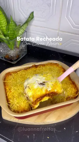 Batata recheada com carne moída 🤌🤤❤️ #receitas #batatarecheada #escondidinho #escondidinhodecarne #almoco 