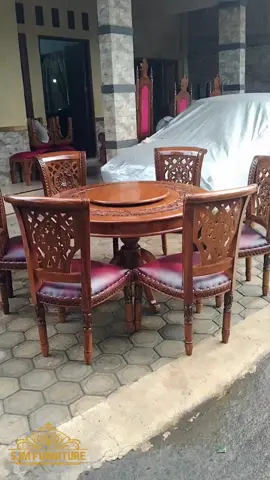 kursi makan salina k6 + meja bulat putar  #kursimakan #furniturejepara #mebeljepara #foryou #fyp #masukberanda #kursijati 