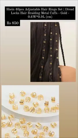 Shein 40pcs Adjustable Hair Rings Set | Dread Locks Hair Braiding Metal Cuffs - Gold - 0.6W*0.9L (cm) #onlineshop #tiktok #shein 