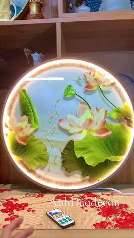 Cập nhật mẫu đèn hào quang sen mới lấy về cho khach bên e. đẹp mê luôn mn ạ #anhdaodecor #phatphapnhiemmau #denthohoasen #denled #denhaoquang 