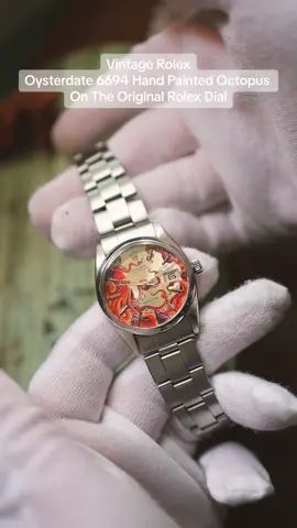Vintage Rolex Oysterdate 6694 Hand Painted Octopus On The Original Rolex Dial #rolex #oysterdate #vintage  #vintagewatch  #handpainted #handpainteddial  #art  #jewellery  #customwatch  #watch #eggcraft  #octopus #customized  #vintagerolex #rolex6694 #rolexoysterdateprecision #painting