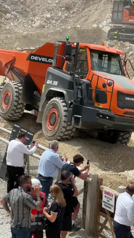 Develon DA30 dumptruck showing its mastery of rough and uneven ground to the crowds.  #develon #construction #trucks #excavator #heavyequipment 