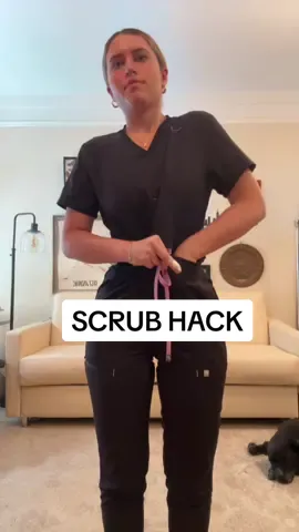 trying out the viral fold hack to make your waist looked snatched and make your scrubs look cute! i think it worked. #cutescrubs #scrubhack #scrubs #nurse #nursetok #nursing #stylingscrubs #FableticsPartner #FableticsScrubs #ScrubsMadetoMove @Fabletics 