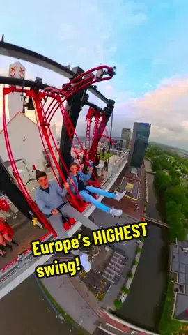 Europe’s HIGHEST swing! 🤯 Would you try this? @A’DAM LOOKOUT #travel #amsterdam #swing #thrill #adrenaline #netherlands #adventure #thrilling 