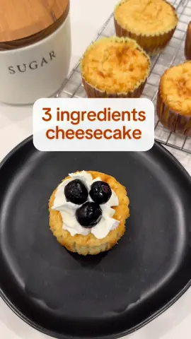 3 ingredients cheesecake. 2 eggs, 8oz cream cheese and 1/2 cup sugar. Mix all together bake 350/40 min  Bottom part is optional. I used to use round cookie (jelly in the middle) from pepperidge farm.  Sometimes i don’t add anything on bottom.  #cheesecake #simplebakingrecipe #3ingredientsrecipes #3ingredients #fypage #EasyRecipe #easybaking #desserttiktok #easybaking #easydessert #fypp #fypツ 