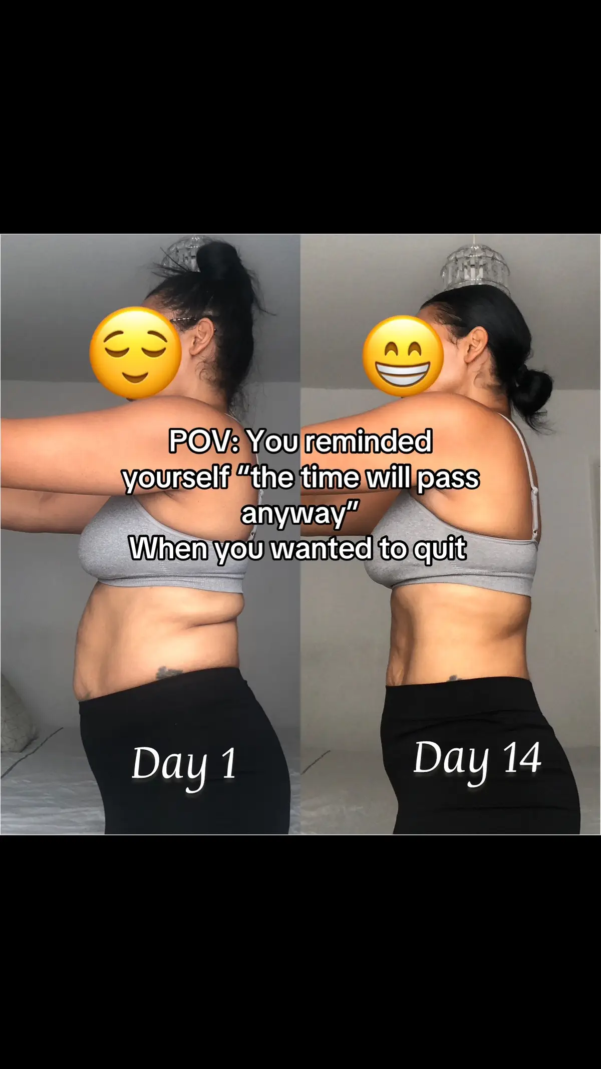 14 Days of #juice and these are the results. I still have a long way to go, but i know it’s possible. #thetimewillpassanyway #detox #SelfCare #GlowUp #beforeandafter #transformation 
