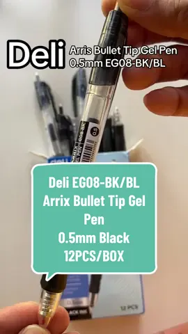 Deli EG08-BK/BL Arrix Bullet Tip Gel Pen 0.5mm Black 12PCS/BOX #gelpens #gelpen #delipen #ballpen 