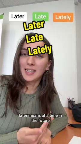 Let’s learn the difference and usage of Late, Later and Lately.  ☝️ let me see some practice sentences in the comments ☝️ #learnenglishvocabulary #englishlearner #englishlearning #englishlearners 