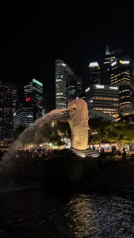 สิงโตพ่นน้ำ วิวสวยจริง #landmark #merlionsingapore #traveltiktok #travel #travelexperience #singapore 