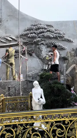 Đắp cây Tùng bằng xi măng-cát #tranhdapnoi  #vckthuậnlanvẽtranh 