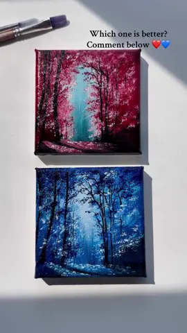 Enchanted Forest Painting on 4x4 Canvas 🌳❤️  . . . . . . . . . . . . . . . . . . . . . . . . . . . . . #art #treepainting #skypainting #enchanted #acrylicart #acrylicpainting #paints #akrilik #brushstroke #acrylicpaintingtutorial #artwork_daily #artworks #artistatiktok #realart #howtodraw #howtopaint #paintingideas #canvasideas #creator #rewardsprogram #rewards #forestpainting 