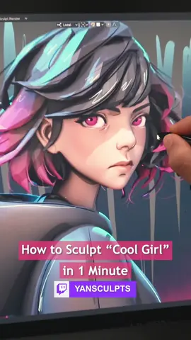 How to sculpt Cool Girl in 1 Minute 😎✍️⭐️. You can watch me sculpt live on Twitch 💜. . #digitalart #blender3d #b3d #3dmodeling #3dart #art #sculpting #sculpture #fyi #artist 