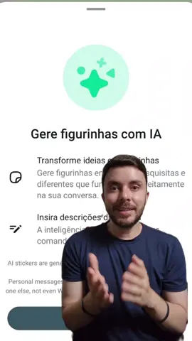 A Inteligência Artificial chegou no WhatsApp 😱 Agora você consegue criar figurinhas a partir de um prompt de texto. É super fácil de fazer. Chegou aí pra você? #ia #inteligenciaartificial #aplicativos #tutorial 